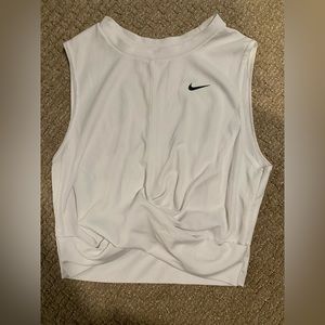 nike crop tank tops in white and grey